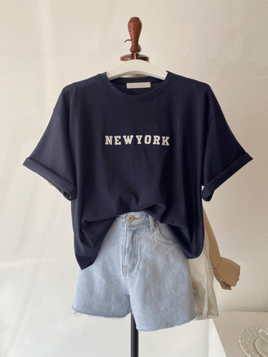 뉴욕 패치 티셔츠 (화이트,네이비)